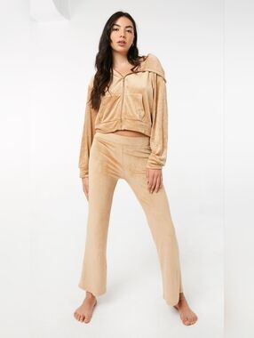 Y2K 90s XS/Small Velour Track Suit Zipup Sweater Hoodie Velvet Pants Sweat Pants